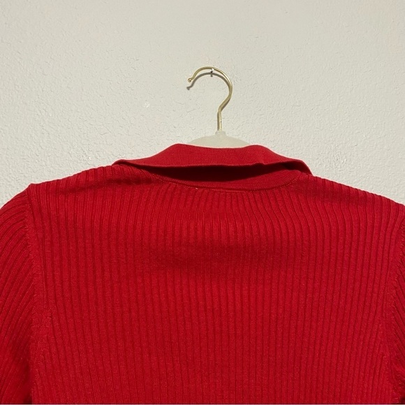 Maeve by Anthropologie Red V-Neck Trumpet Sleeve Sweater - Picture 8 of 11
